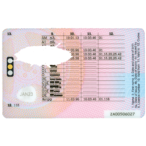 Driving licence photograph affected by flash or glare