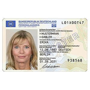 Example photographic identity card