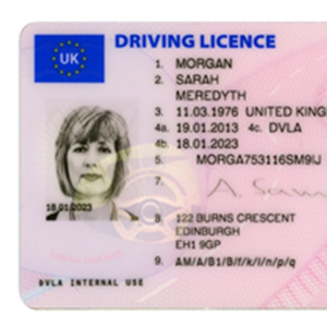 Driving licence photograph with part of the document cut off