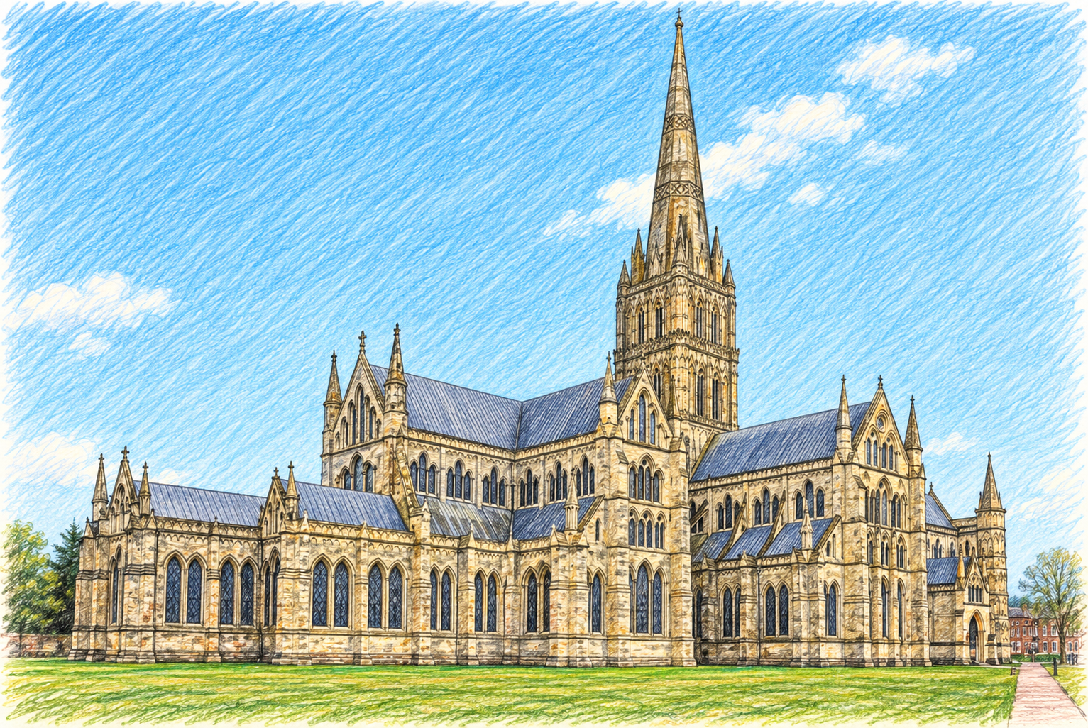 Salisbury city centre and Cathedral